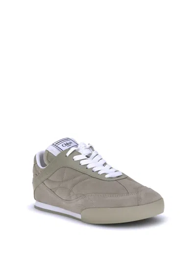 Chloé Suede Kick Sneakers In White