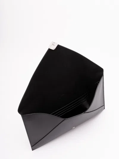 Fendi Large Flat Pouch With Envelope Design And Wrist Strap In Black