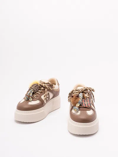 Fendi Sneakers Chunky Sole Contrast Panels In Brown