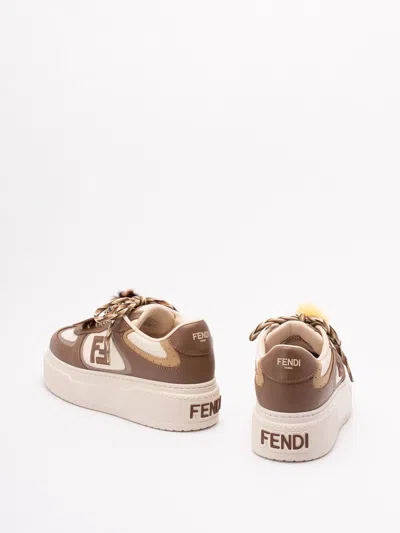 Fendi Sneakers Chunky Sole Contrast Panels In Brown
