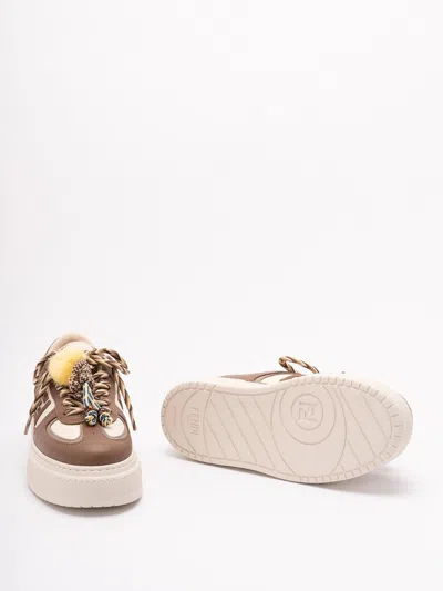 Fendi Sneakers Chunky Sole Contrast Panels In Brown