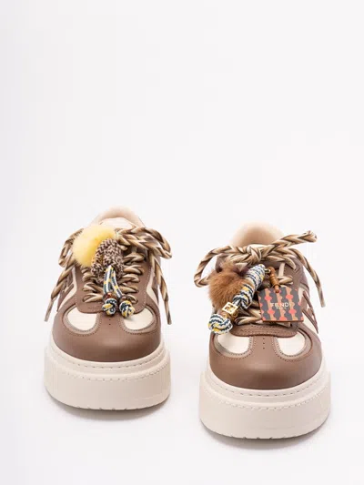 Fendi Sneakers Chunky Sole Contrast Panels In Brown