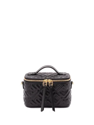 Fendi Black Calf Leather Bos Taurus Shoulder Bag In Black