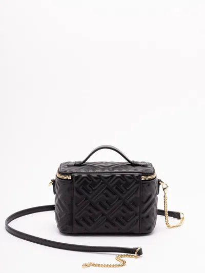Fendi Black Calf Leather Bos Taurus Shoulder Bag In Black