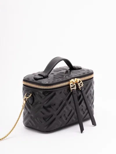 Fendi Black Calf Leather Bos Taurus Shoulder Bag In Black