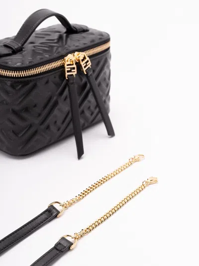 Fendi Black Calf Leather Bos Taurus Shoulder Bag In Black