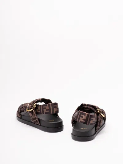 Fendi Women Feel Elastic Satin Sandals With Ff Motif In Multi