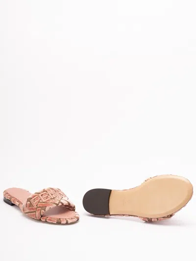 Fendi Velvet Slide Ff Open Toe Flat Sole In Multi