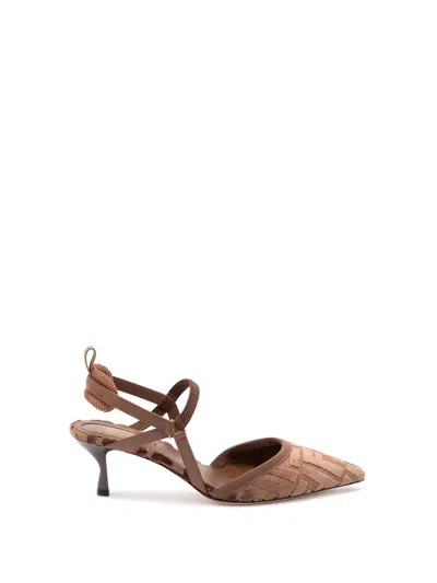 Fendi Ff Pattern Strap Pumps In Brown