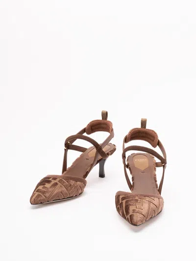 Fendi Ff Pattern Strap Pumps In Brown