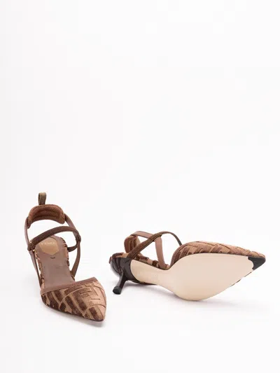 Fendi Ff Pattern Strap Pumps In Brown