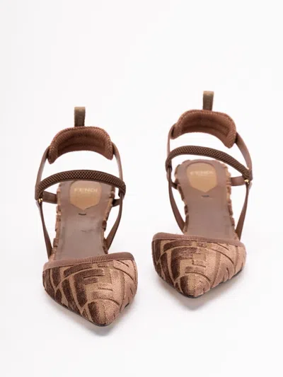 Fendi Ff Pattern Strap Pumps In Brown