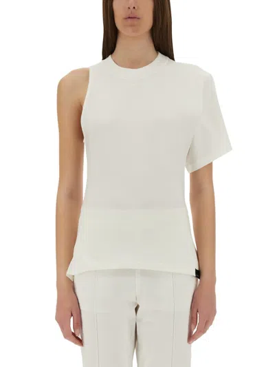 Courrèges Courregès Oneshoulder Tshirt In Scuba In White