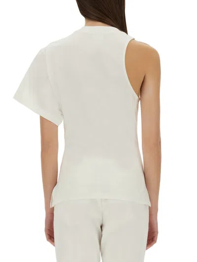 Courrèges Courregès Oneshoulder Tshirt In Scuba In White