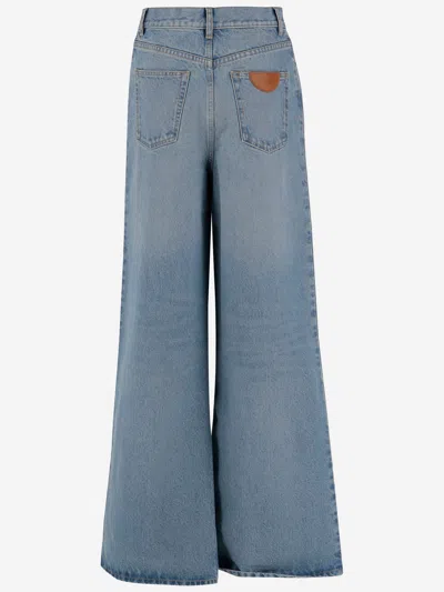 Chloé Chloe Ladies Faded Denim Wide-leg Jeans In Blue