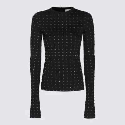 Sportmax Crystal Embellished Long Sleeve Top In Black