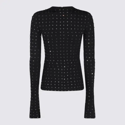 Sportmax Crystal Embellished Long Sleeve Top In Black