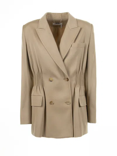 Chloé Double-breasted Jacket In Soft Wool In Neutral