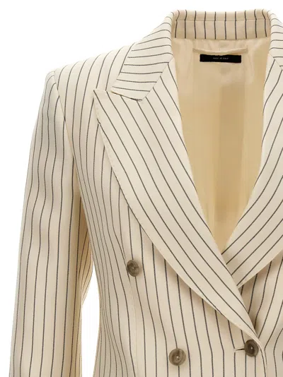 Tom Ford Double-breasted Jacket With Striped Pattern In Neutral