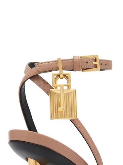 Tom Ford 85mm Padlock Leather Sandals In Pink