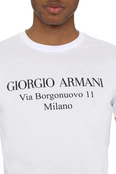 Giorgio Armani Logo Print Cotton Jersey T-shirt In White