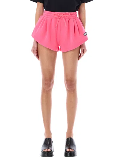 Msgm Logo Patch Drawstring Sweatshorts In Pink