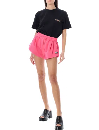 Msgm Logo Patch Drawstring Sweatshorts In Pink