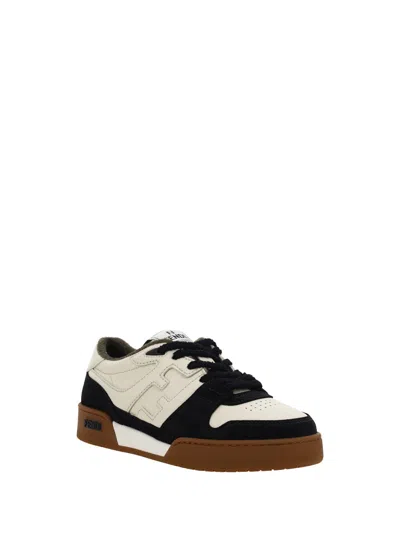 Fendi Match Leather And Suede Sneakers In Multi