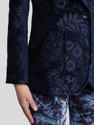 Etro Chenille Jacquard Jacket In Blue