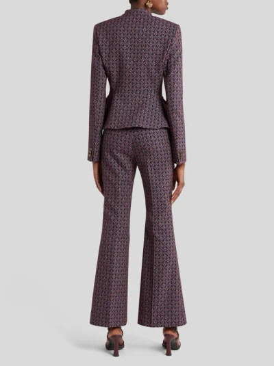 Etro Jacquard Single-breasted Blazer In Burgundy