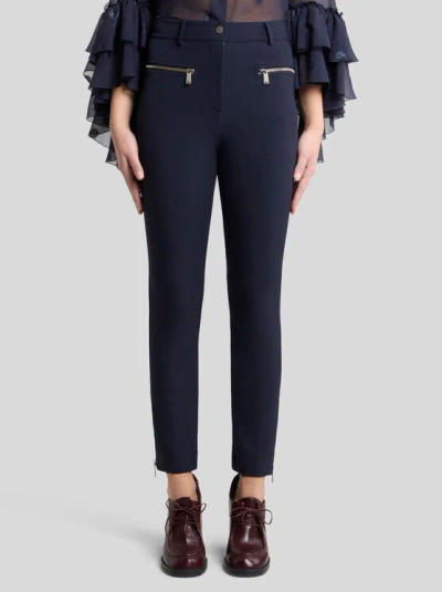 Etro Slim-fit Trousers Made Of Solid-color In Blue