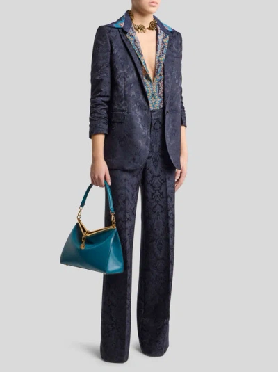 Etro Paisley-print Silk Shirt In Blue