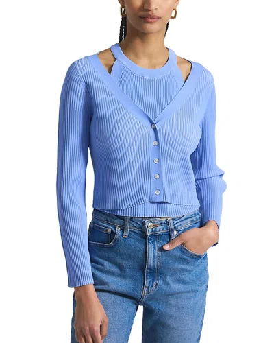 Derek Lam 10 Crosby Lonnie Viscose Knit Layered Cashmere-blend Cardigan In Blue