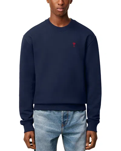 Ami Alexandre Mattiussi Ami Paris Men Blue Crewneck Sweater With
