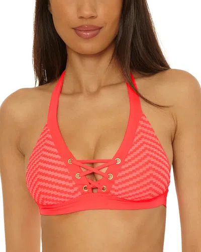 Becca By Rebecca Virtue Connect Keira Corset Halter Bikini Top In Red