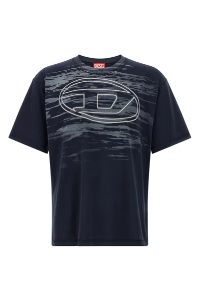 Diesel Cotton T-shirt With Oval D Print In Black