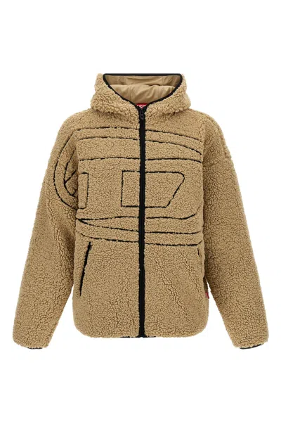 Diesel S-zat Teddy Zip Hoodie In Brown