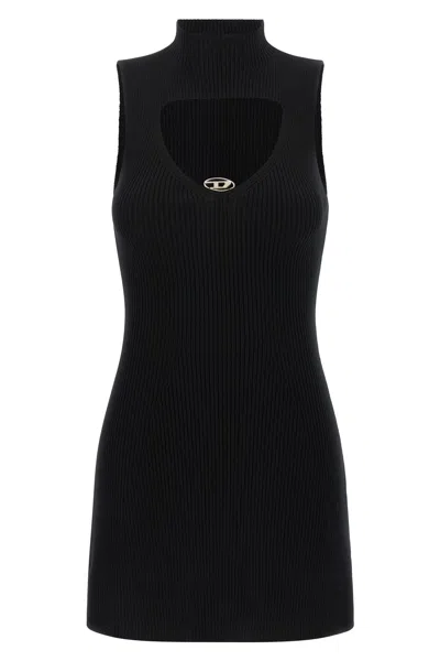Diesel Mini Wool Dress With Inlay In Black