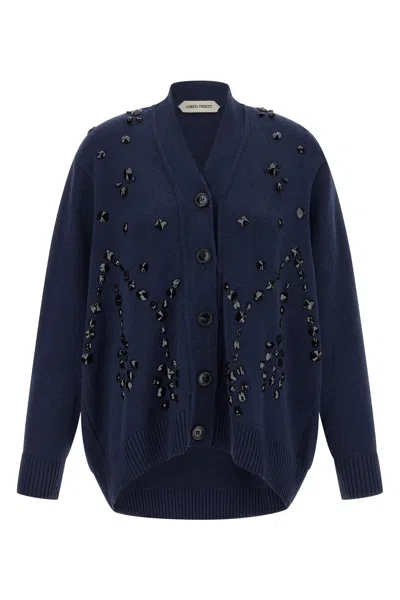 Alberta Ferretti Oversized Embellished Cardigan In Blue