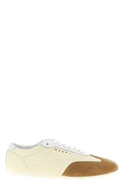 Marni Softy Soccer Suede-detail Leather Sneakers In White