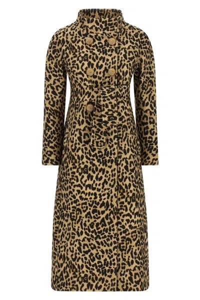 Valentino Leopard Print Double Breasted Coat With Belt In Animal Print
