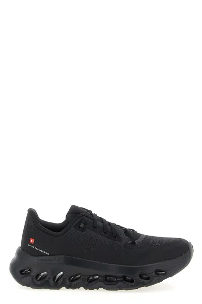 On Low Top Sneakers With Mesh Upper And Rubber Outsole In Black
