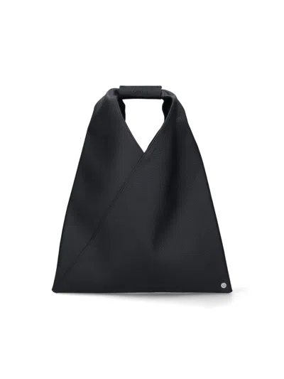 Mm6 Maison Margiela Mm6 By Maison Margiela Black Hammered Leather Small "japanese" Handbag In Black