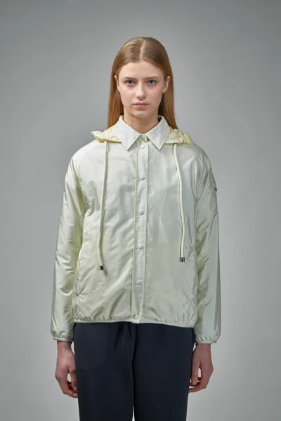 Moncler White Down Jacket With Logo Patch On The Sleeve In Tech Fabric Man In Neutral