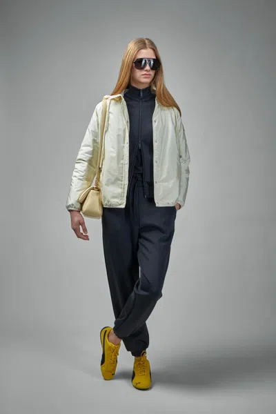 Moncler White Down Jacket With Logo Patch On The Sleeve In Tech Fabric Man In Neutral