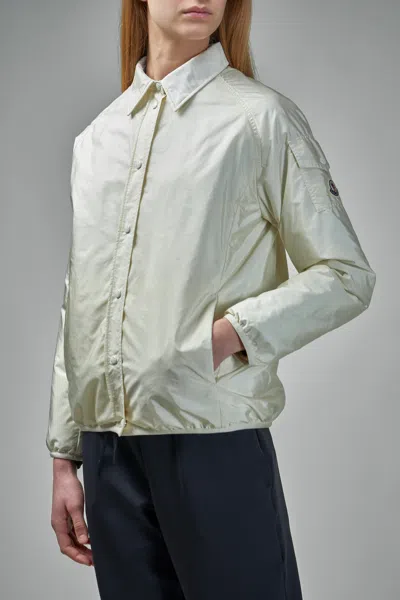 Moncler White Down Jacket With Logo Patch On The Sleeve In Tech Fabric Man In Neutral