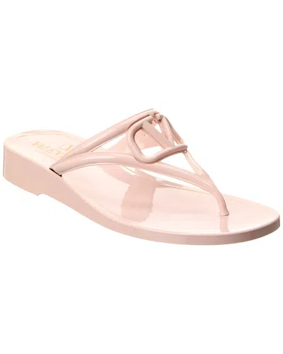 Valentino Garavani Vlogo Signature Rubber Thong Sandal Woman Rose Quartz 41 In Pink