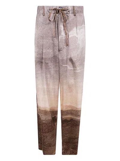 Pierre-louis Mascia Landscape-print Drawstring Trousers In Multi