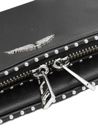 Zadig & Voltaire Chain Strap Metal Embellishment Studded Flap In Black