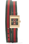 GUCCI Canvas and gold-tone watch